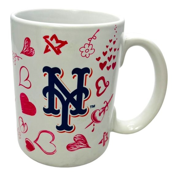 NY Mets Hearts Ceramic 15 oz Coffee Mug by Boelter Brands For MLB - Picture 1 of 7